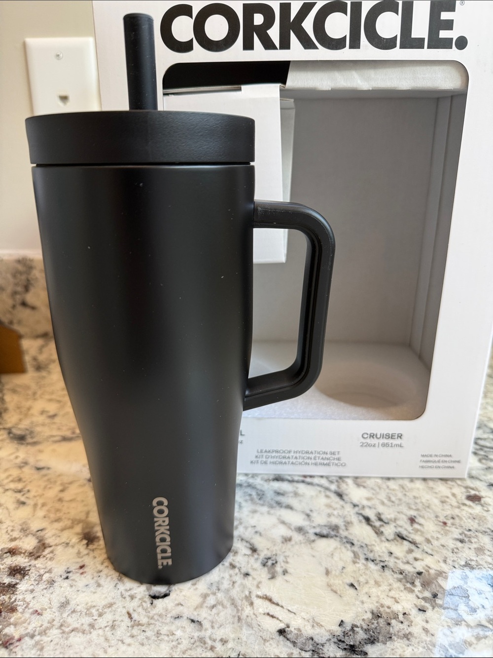 Brand New Corkcicle Black Cruiser Cup 22 oz